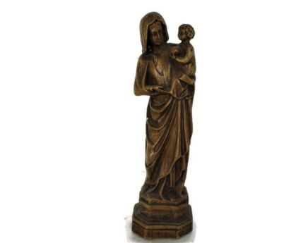 Statue Virgin Mary Madonna Our Lady Infant Child Plaster Holy Heart 14.17"