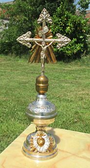 Antique Ornamental Silver Plated Brass Jesus Christ Cross Table Crucifix Lovely