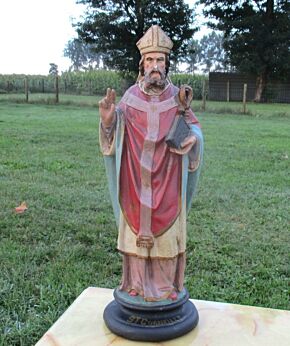 Vintage Statuette Saint Cornelius Corneille Pope chalkware Plaster 18.31"