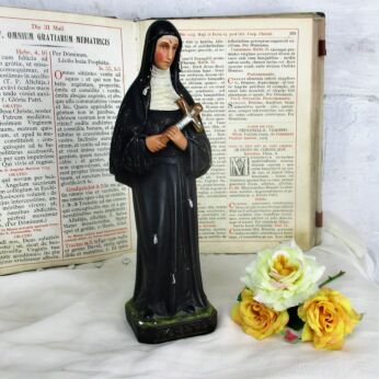 HTF Statue St Saint Rita of Cascia Resin Patroness Impossible Causes Bees 12.20"