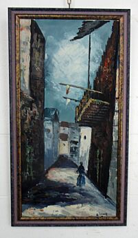 Oil Painting Canvas Wooden Frame Gorgeous Romantic Southern City Signed Simon