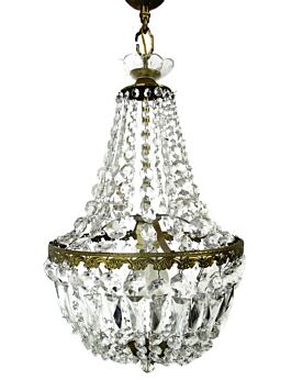 Wedding Chandelier Beaded Basket Bag & Tent 1 Light Crystal Prisms Pendant