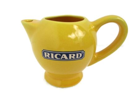 Yellow Ricard Pitcher Jar Ceramic France French Authentic Apero Pastis Small