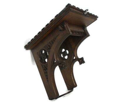 Antique Gothic Hand Carved French Oak Wall Hall Console table 19th Century WOW