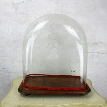 L Antique Victorian Rectangular Square Hand Blown Glass Globe Dome HTF 18.11"
