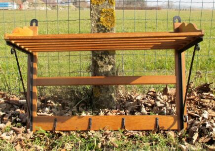 Industrial Mid Century Danish Modern Massive Teak Coat Hat Rack iron