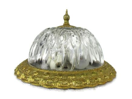 French Ceiling Lamp Fixture Plafonnière Ornate Bubbled Glass Hollywood Regency 2 lights