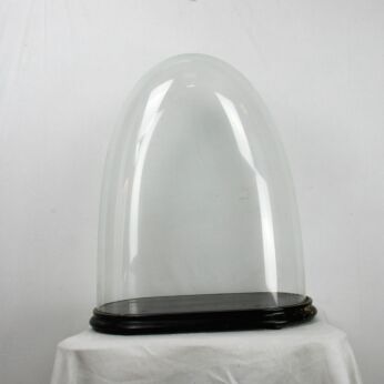 L Antique Victorian Oval Hand Blown Glass Globe Dome Clock Steampunk 24" x 20"