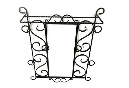 Vintage Funky French Wrought Iron Coat Hat Wall Rack picture Mirror frame Country Farmhouse style