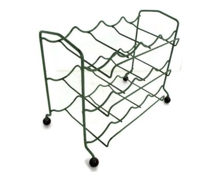 Vintage Wired  Iron Wine Rack Bottle holder Retro Funky Painted Green