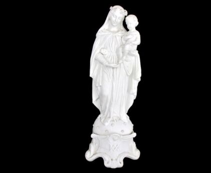 Large French Antique 1900 Bisque Statue Virgin Mary Our Lady Madonna Infant Jesus Exquisite 17.51"