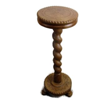 Hand Carved Wood Barley Twist Pedestal Display Side Table Plant Stand Gorgeous