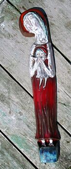 Mid Century Design Ceramic Wall Plaque Modernist Virgin Mary Jesus Tieberghien