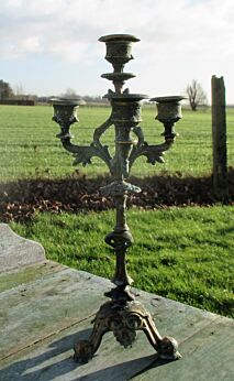 Beautiful Antique Candelabra Ornate Brass 4 Arm Candle Holder