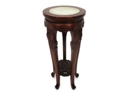 Hand Carved Red Wood Chinese Marble Top Hall Console Table Pedestal Small Lovely