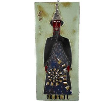 Funky Wall Plaque Glazed Ceramic Tile Giant Arno Brys for Amphora Vandeweghe