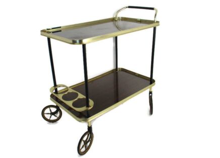 Bar Cocktail Tea Entertainment Cart Trolley Kitchen Island Veneer Retro Barware