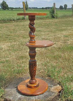 Antique Barley Twist carved wood 2 Tier Pedestal Display Plant Stand 23.62"