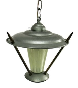 Stilnovo Style Lantern Ornate Brass Chandelier Pendant Mid Century modern HTF