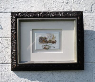 Gorgeous Limoges Framed Tile Chariot Ducks Frame Marked Lovely
