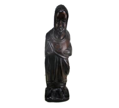 African Hand Carved Wooden Statue Jesus Christ Holy Heart Gorgeous 18.11"