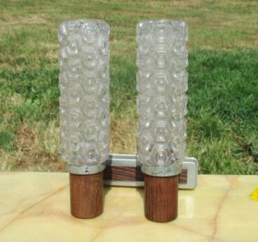 Vintage Mid Century wall Lamp White bubbled glass sconces 2 Lights
