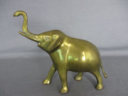 Vintage Brass Elephant Trunk up  Figurine Decorative