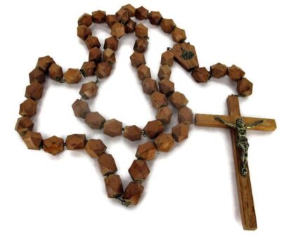 Large Our Lady Fatima Portugal Vintage Rosary Wooden Beads Wall Hanging Priest Nun Service Domino