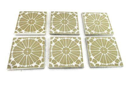 set of 6 Vintage Ceramic Wall Tile Coasters Abstract Backsplash Mural Richard Ginori France Cerabati