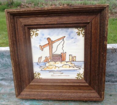 Delft Tile Dutch Polychrome Well Hand Painted Landscape Gorgeous Framed