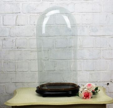 Antique Victorian Oval Hand Blown Glass Globe Dome Doll Clock 20.07" H 9.44"W