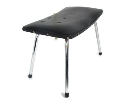 Vintage Stool Ottoman Footstool Chrome Legs Semi leather top  Funky
