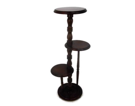 Vintage 3 Tier Tie-rend Pedestal Table Plant Stand Side Table Hand Carved wood