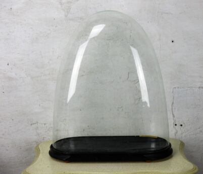 XL Antique Victorian Oval Hand Blown Glass Globe Dome Doll Clock 20.8" H 18.11"W