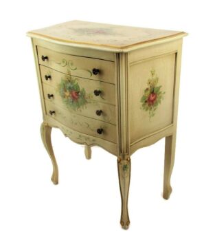 Hollywood Regency French Provincial White Crackled Chest of Drawers Hand Painted