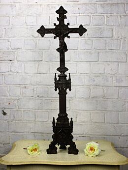 XL Gothic Baroque Standing crucifix Bronze Altar Church Jesus Christ 31.10"