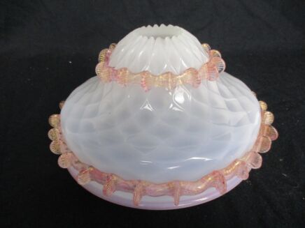 Venetian Murano Chandelier Part White Pink Bottom Shade Part Glass Reclaimed