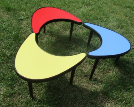 set of 3 vintage style Crescent Moon Coffee Side Tables Limited Edition