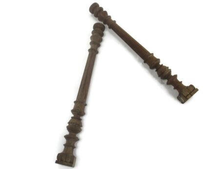 2 Large Reclaimed Carved Wood Large Spindles Balusters Trim Posts Pillar Salvaged