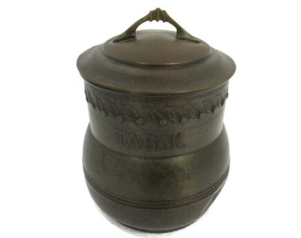 Antique Tobacco Jar Humidor Tiel Holland Brass Art Deco