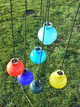 Vintage Space Age Mid Century Design Murano Triple Cased Glass Chandelier Pendant Lamp era Panton