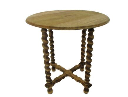 Sand Blasted Barley Twist Wooden Side Display Coffee Table Ornate Pedestal Plant Stand 23.81" Barn Country Milk Stool