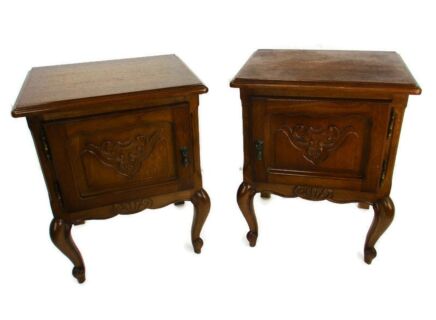 Pair Couple Vintage Nightstands End tables Dresser 50s Vanity Cabinets Louis XVI style Mid Century