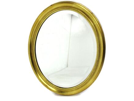 Vintage Oval Mirror Hollywood Regency Style Ornate Beveled Glass Vanity hallway Furniture Lovely Gold Gilded