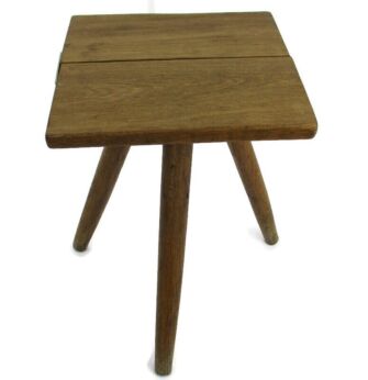 Vintage Hand Carved wood Tripod Milking Stool Pedestal Table Plant Flower Bonsai Stand Side Table Barn Country Style Funky