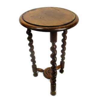 Small Barley Twist Wooden Tripod Side Display Table Pedestal Plant Stand 20.07"