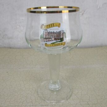 Kasteel .33L Stemmed Belgian Chalice Glass Belgium gold rim Ingelmunster Chateau
