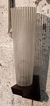 Large Vintage Mid Century wall Lamp Glass Sconce Teak Danish Modern