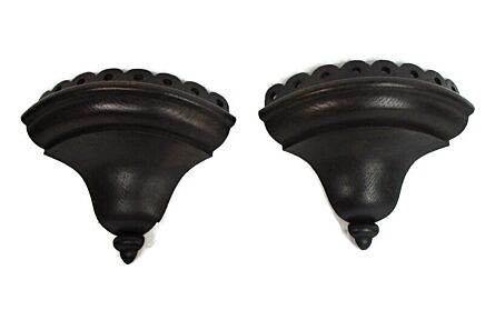 Pair Small Antique French Breton hand Carved Wood Oak Corner Corbels Consoles Reclaimed Architectural