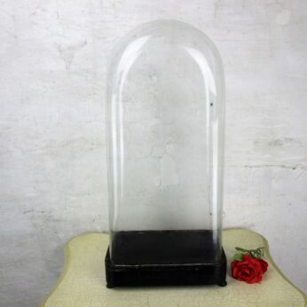 L Antique Victorian Rectangular Square Hand Blown Glass Globe Dome HTF 22.63"